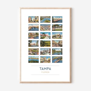 Cartaz de cartões postais vintage de Tampa, FL | Impressão de arte de Tampa | Arte de parede de Tampa, Flórida | Presente de Tampa | Impressão de viagem da Flórida | SEM MOLDURA