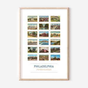 Affiche de carte postale vintage de Philadelphie | Impression d'art de Philadelphie | Cadeaux Philadelphie | Art mural de Pennsylvanie | Affiche de voyage à Philadelphie | SANS CADRE