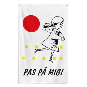 Danish flag banner | &quot;Pas pa mig!&quot; children playing banner | Denmark tapestry | nursery art | kids room decor | Scandinavian wall hanging