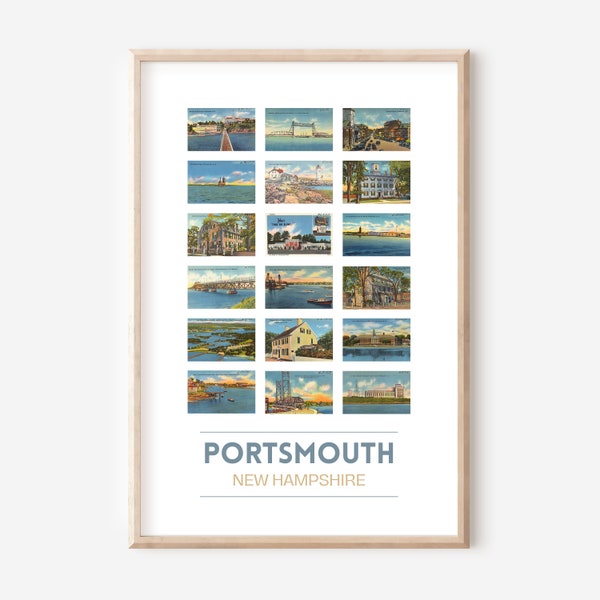 Portsmouth, NH vintage postcard poster | Portsmouth NH travel print | New Hampshire postcards | vintage Portsmouth art print | UNFRAMED