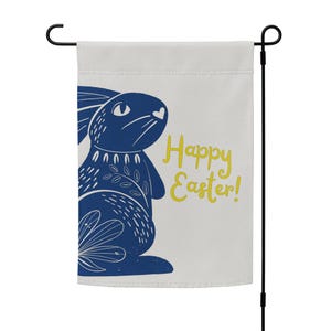 Happy Easter garden flag | double-sided folk art Easter bunny flag | indoor/outdoor Easter bunny banner or porch decor | pole not included