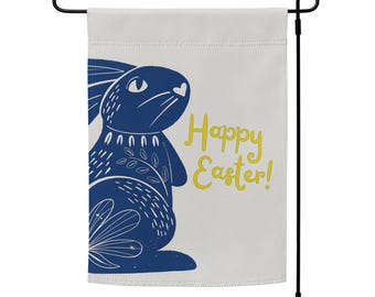 Happy Easter garden flag | double-sided folk art Easter bunny flag | indoor/outdoor Easter bunny banner or porch decor | pole not included