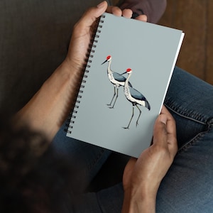 Sandhill crane spiral notebook | bird pair notebook | small sketchbook | gifts for bird lovers | crane journal | bird office supplies