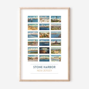 Stone Harbor, NJ affiche de carte postale vintage | Cadeaux Stone Harbor | Impression d'art Stone Harbor | Impression d'art mural de voyage pour les rives du New Jersey | SANS CADRE