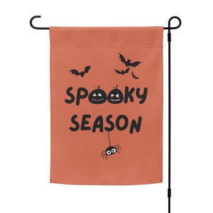 Spooky Season welcome flag | Halloween garden flag | small fall yard flag | double-sided orange black Halloween banner  | pole not included
