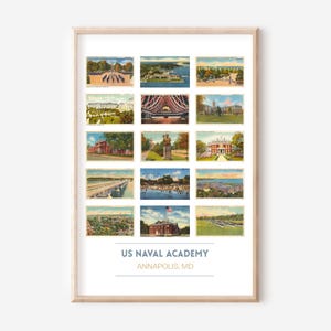 Cartaz de cartão postal vintage da Academia Naval dos EUA | Impressão de viagem de Annapolis, Maryland | Impressão de arte da USNA | Presente de formatura da Academia Naval dos EUA | sem moldura