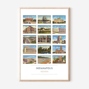Indianapolis, IN poster vintage de carte postale | Affiche d'Indianapolis | Impression artistique Indianapolis Speedway | Affiche de voyage dans l'Indiana | encadré ou non