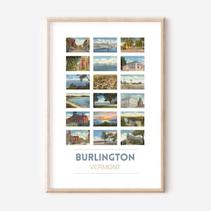 Burlington, VT Vintage Postkarte Poster | Burlington Reisedruck | Abschlussgeschenk der Universität von Vermont | Burlington Kunstdruck | Ohne Rahmen