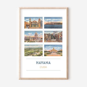 La Havane, affiche de carte postale vintage de Cuba | La Havane, Cuba, impression d'art | Cadeaux La Havane, Cuba | La Havane, Cuba art mural | encadré ou non