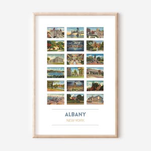 Cartaz de cartões postais vintage de Albany, NY | Impressão de viagem de Albany | Presentes de Albany | Arte de parede de Nova York | Cartão postal de Albany | Impressão de arte de Albany | SEM MOLDURA