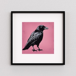 Impresión de arte pop de cuervo / impresión de arte de pájaros / arte de pared de cuervo / póster de cuervo grande / arte pop colorido / regalos para amantes de las aves / SIN MARCO