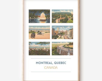 Affiche de carte postale vintage de Montréal | Affiche de voyage Montréal, Québec, Canada | Art mural de carte postale de Montréal, Québec | Impression d'art du Canada | sans cadre