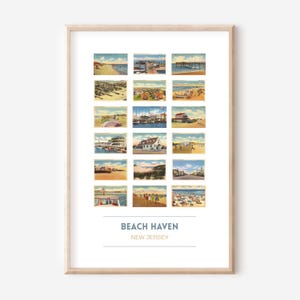 Beach Haven, NJ affiche de carte postale vintage | Impression de voyage Beach Haven NJ | Cartes postales du New Jersey | Impression artistique cadeau Beach Haven | cadre en option