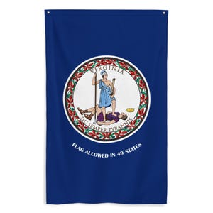 Virginia state flag | banned in Texas, allowed in 49 states | VA tapestry | Virginia banner or wall hanging | single-sided vertical flag