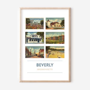 Affiche vintage de carte postale de Beverly, MA | Impression de voyage dans le Massachusetts | Impression artistique de Beverly, MA | Plage de Beverly | Beverly, Cadeaux de messe | sans cadre