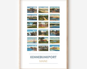 Kennebunkport, Maine vintage postcard poster | Kennebunkport travel print | Maine postcards | vintage Kennebunk art print | optional frame