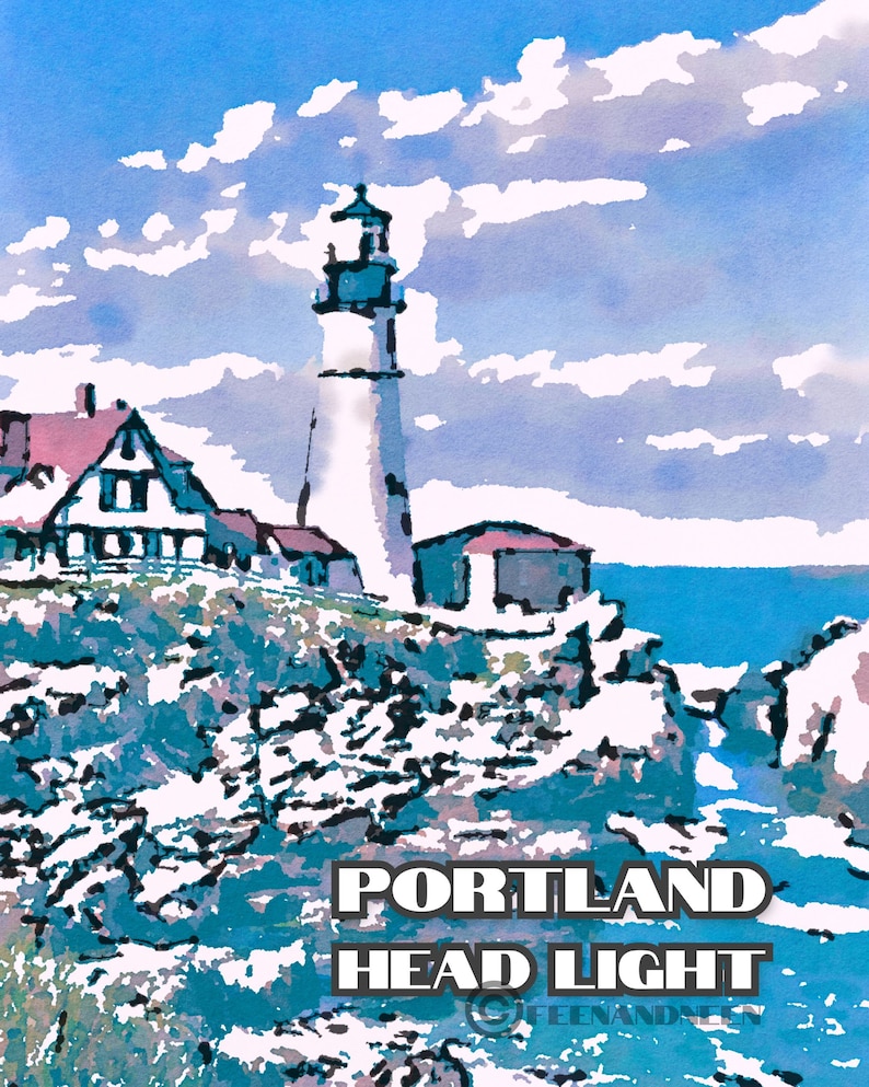 Portland Head Light Watercolor Art Print | Portland, Maine Wall Art ...