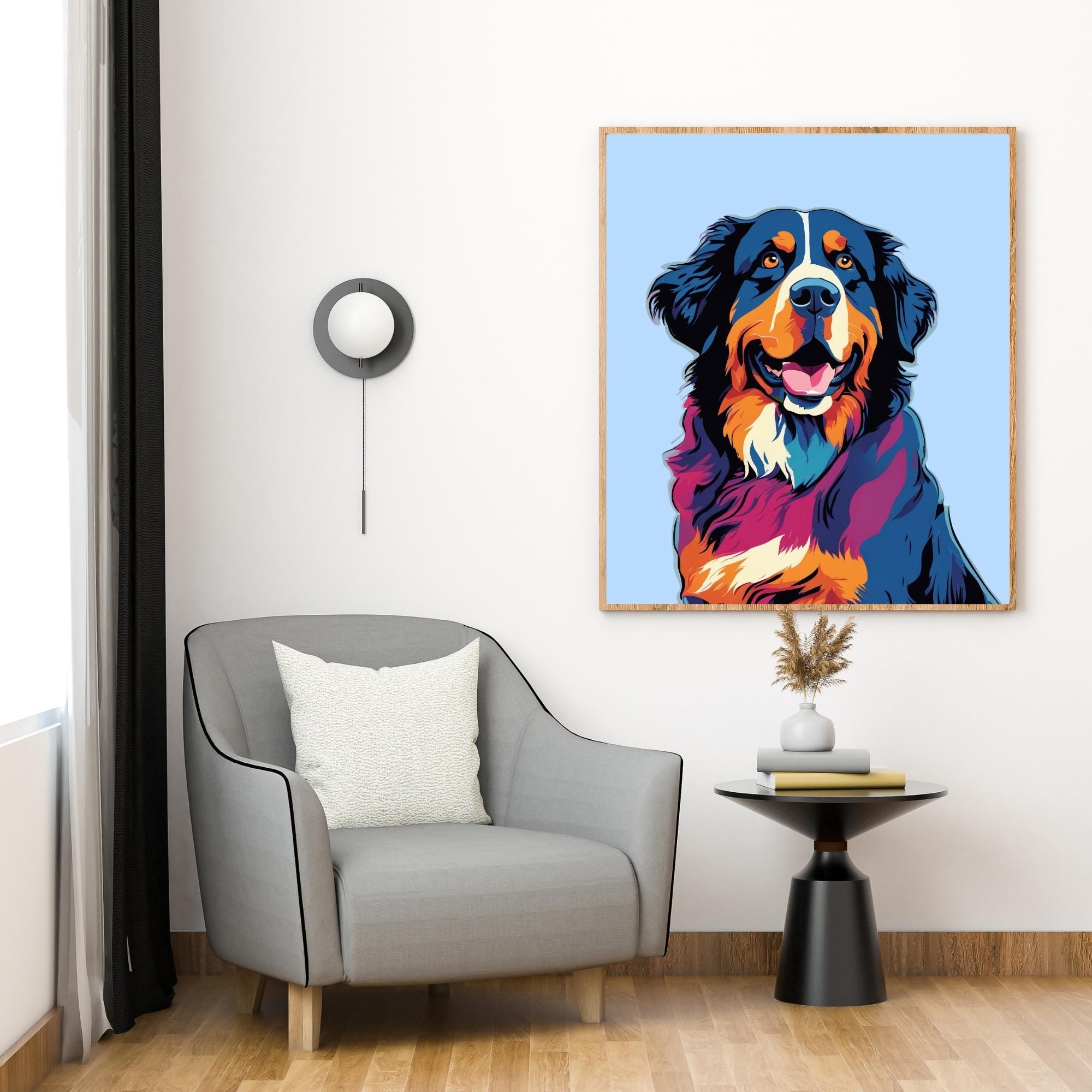 Affiche Toile Bouvier Bernois – Décoration Murale Chien 20x30 Cm – Moderne Pour Chambre Ou Salon