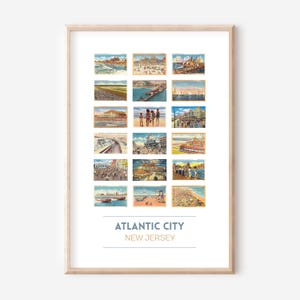 Affiche de carte postale vintage d'Atlantic City, NJ | Affiche de voyage à Atlantic City | Cadeau d'Atlantic City | Impression d'art du New Jersey | Art mural New Jersey | SANS CADRE