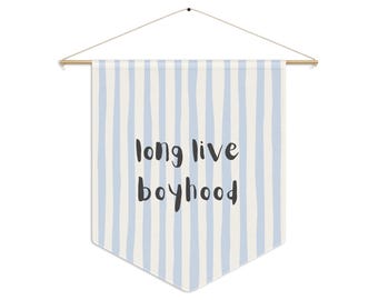 Long Live Boyhood pennant banner | boyhood wall hanging for playroom, nursery, kids room | boy mom gift | wood dowel & twine included