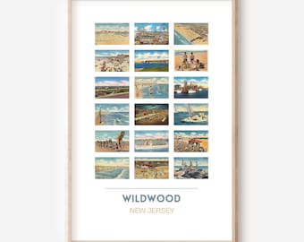Wildwood, NJ vintage postcard poster | Wildwood by the Sea gifts | Wildwood art print | New Jersey shore wall art travel print | UNFRAMED
