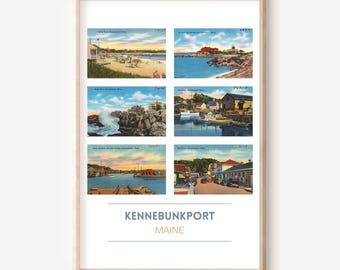 Kennebunkport, Maine 11x14 inch vintage postcard poster | Kennebunkport wall art | Maine art print | Kennebunkport gifts | frame optional