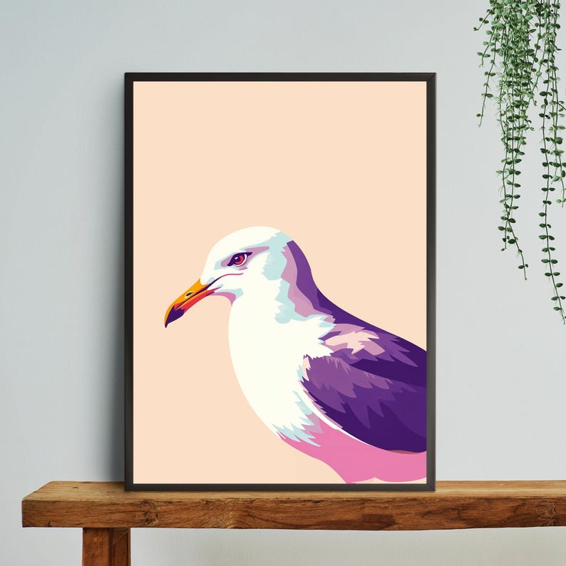 Seagull Art Print | Pop Art Seagull Wall Art | Gift for Bird Lover ...