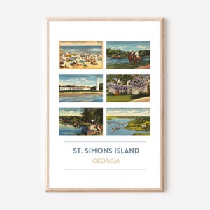 Affiche de carte postale vintage de St. Simons Island, Géorgie | Impression de voyage en Géorgie | Art mural de l'île Saint-Simon | Impression d'art de l'île Saint-Simon | sans cadre
