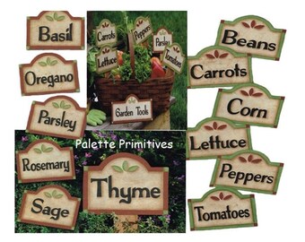 Gardening, Herb Signs, Painting Pattern, GARDEN PLANT STAKES and Sign - E-pattern/Instant Download