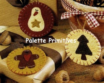 Wool Felt CHRISTMAS ORNAMENTS, Penny Rugs - E-Pattern/Instant Download
