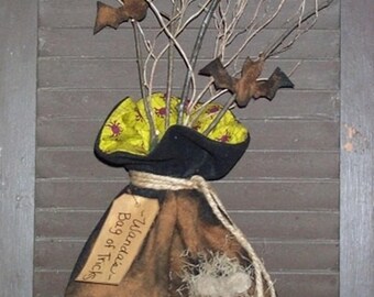 Primitive Halloween, Bats, Witch, Sewing Pattern, WANDA'S BAG of TRICKS  - E-Pattern/Instant Download