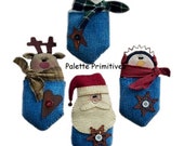 Christmas Ornament, Reindeer, Penquin, Santa, Snowman, Sewing Pattern, POCKET ORNIES - E-pattern Instant Download