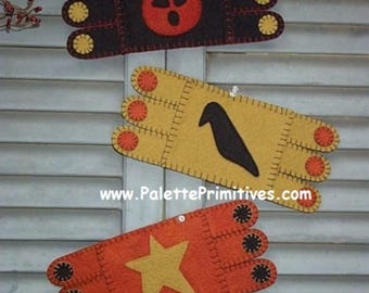 FALL FOLK ART, Wool Felt Mug Rugs - E-Pattern/Instant Download