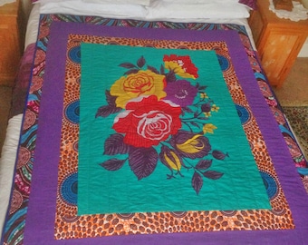 Beautiful Floral African Fabric Quilt