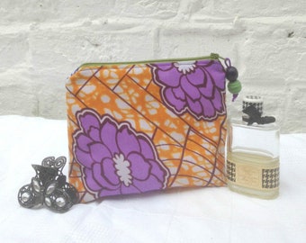 Orange and Purple Floral Make Up Bag