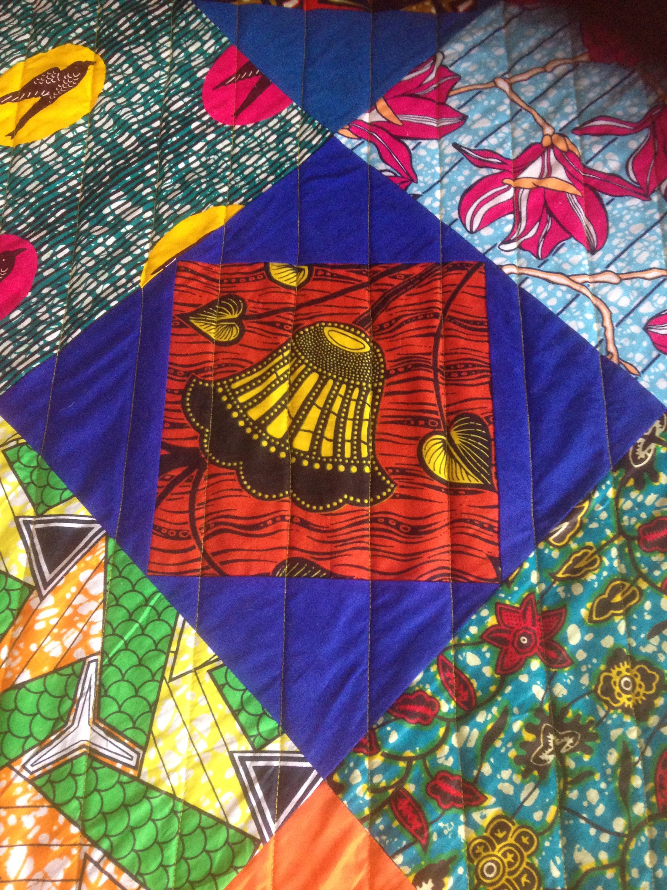 Handmade African Wax Fabric Patchwork Quilt - Etsy