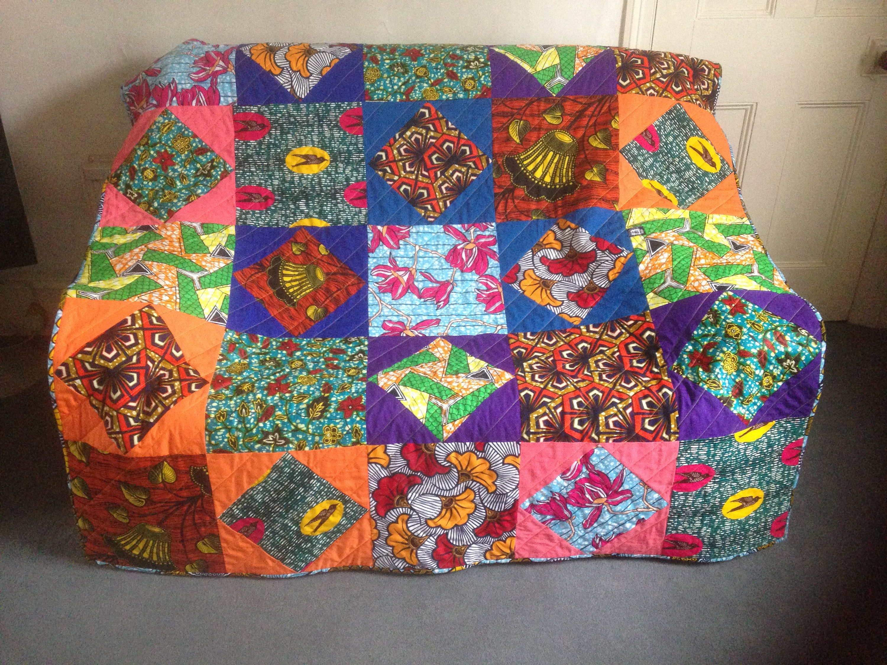 Handmade African Wax Fabric Patchwork Quilt - Etsy