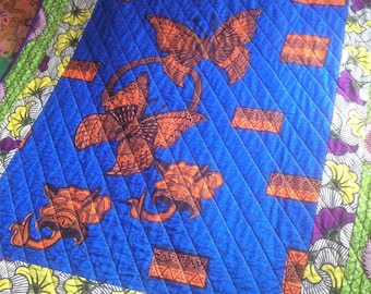 Beautiful Butterfly Design African Fabric Quilt
