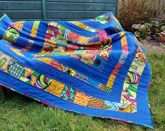 Colourful Modern Design Ankara Fabric Quilt Sofa Throw Picnic Blanket