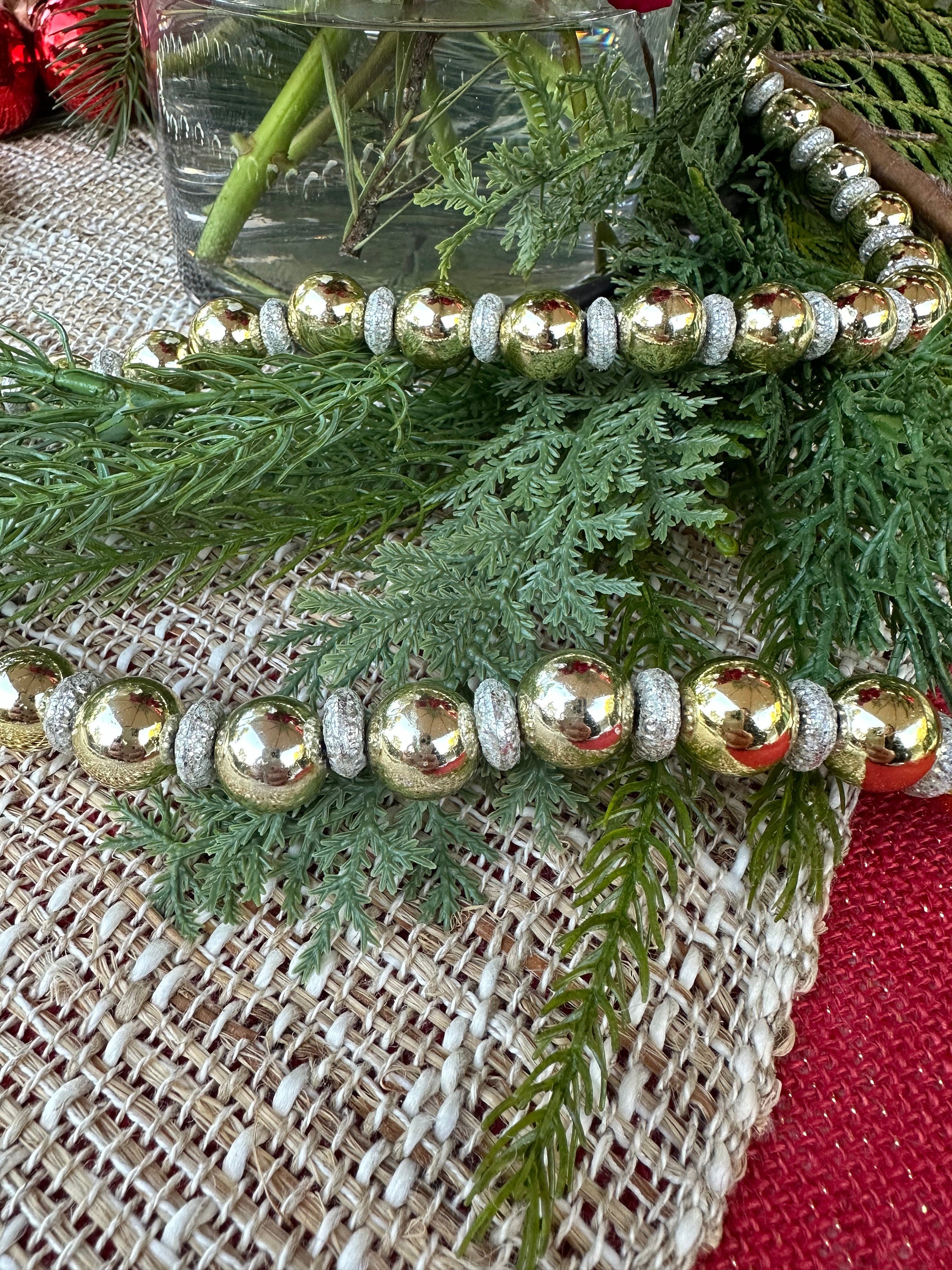 Raz 10 yd Gold and Jewel Crystal Christmas Garland G4202292