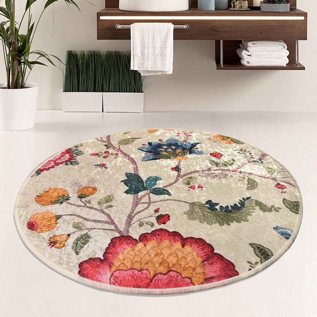 Aesthetic Bouquet Floral Design Non Slip Round Rug Pads for Bedroom Bathroom Kitchen Teen’s Room Decor for Girls Boys Floor Mat Study Chair Pad Area Rug 3' Aesthetic Bouquet Floral Design Non Slip Round Rug Pads for Bedroom Bathroom Kitchen Teen’s Room Decor for Girls Boys Floor Mat Study Chair Pad Area Rug 3'