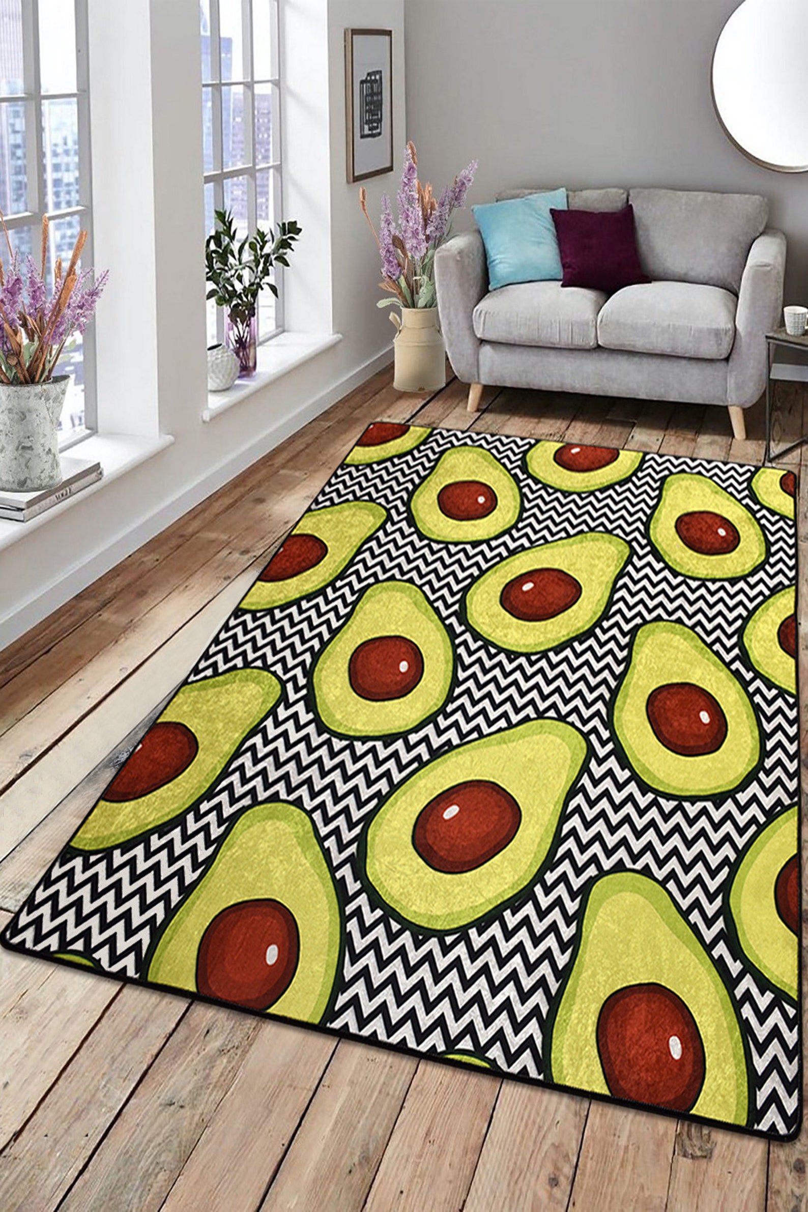 Area Rug Floor Mat Avocado Lovers Pattern Rugs Mats Avocado Etsy