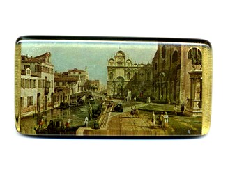 Decoupage glass paperweight with a view of Venice