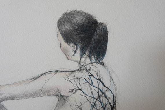 Rysunek 9 Oryginalny życie Dłoń Drzewo Nagie Szkic Dessein Kobieta Sztuka Ołówek Wody Kolor Hand Made Kunst Nowoczesny Abstrakcja Kolor