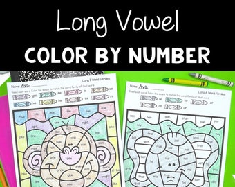 Long Vowel Color By Number Word Families