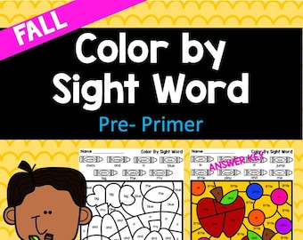 Color by Sight Word Pre Primer- Fall Themed