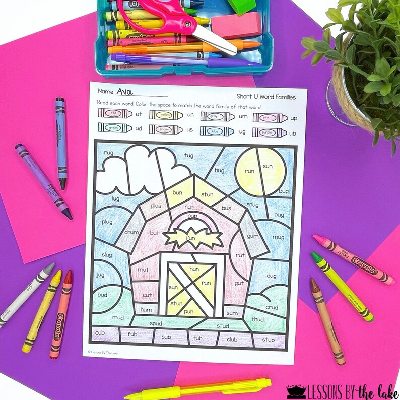 Short &amp; Long Vowel Color by Number Word Families Bundle - Etsy