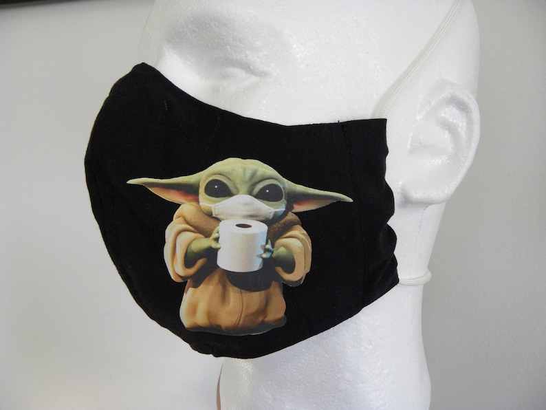 Baby Yoda The Child with Toilet Paper Mandalorian on Black Etsy