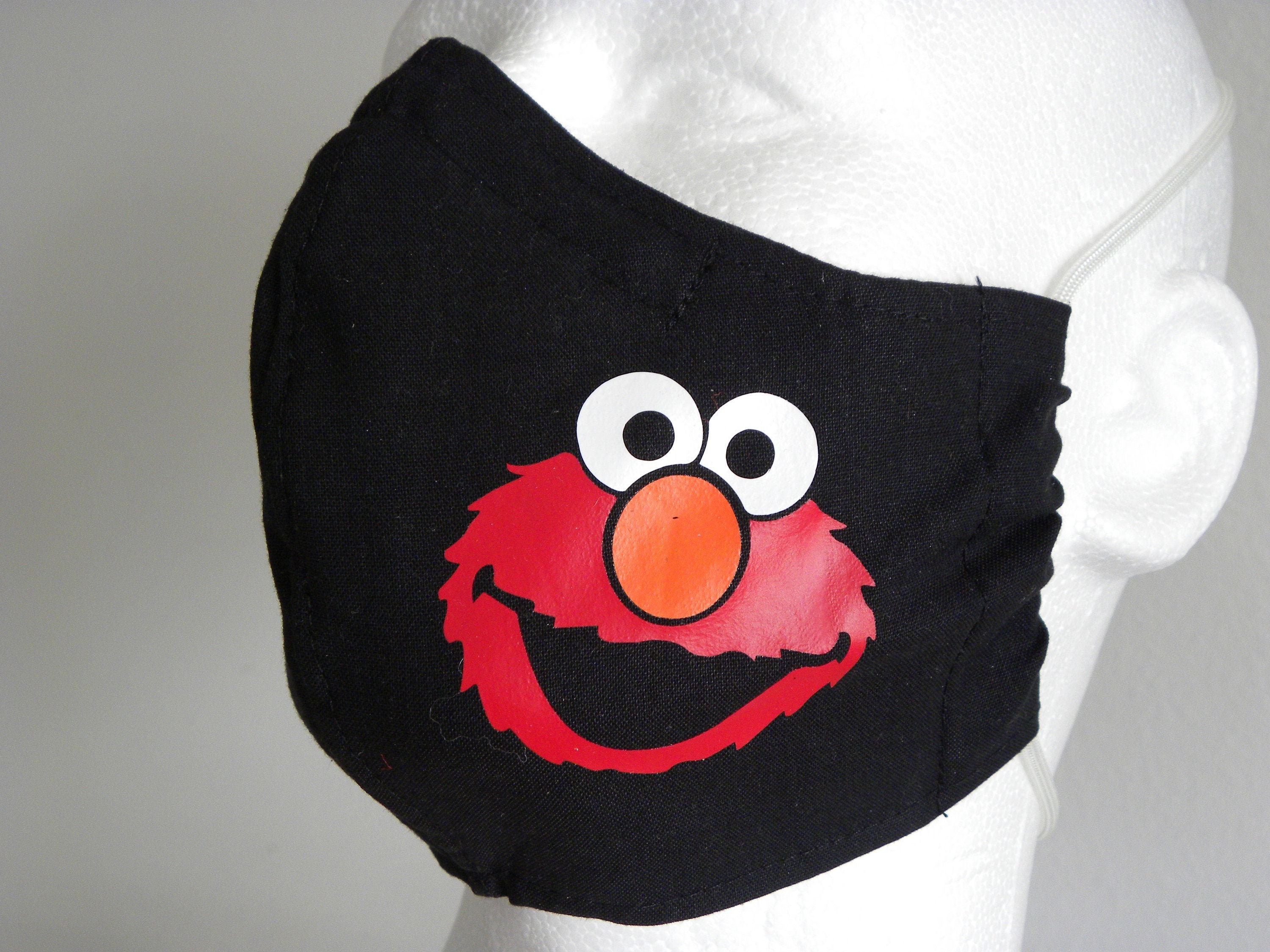 Face Mask Elmo World Sesame Street Black Adult 100% Cotton | Etsy