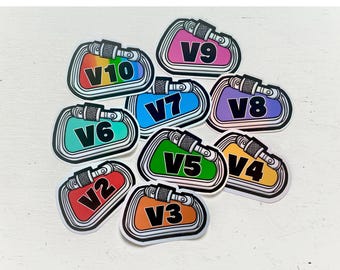 V Grade Holographic Stickers - Rock Climbing Bouldering Climber Climb